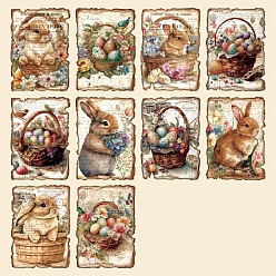 Rabbit 30Pcs Easter Egg Theme Scrapbook Paper Pads, for DIY Album Scrapbook, Greeting Card, Background Paper, Rectangle, Rabbit, 140x100mm