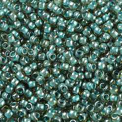 (953) Inside Color Jonquil/Turquoise Lined Круглые бусины toho, японский бисер, (953) внутри цвета жонкиль / бирюза на подкладке, 11/0, 2.2 мм, отверстие : 0.8 мм, Около 5555 шт / 50 г