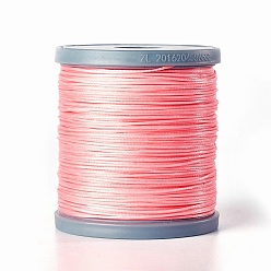 Pink Cordon de polyester ciré, cordon micro macramé, fabrication de bracelets cordon, pour les projets en cuir, artisanat, reliure, plat, rose, 0.8x0.2mm, environ 164.04 yards (150m)/rouleau
