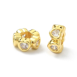 Real 18K Gold Plated Brass Rhinestone Beads, Heart, Real 18K Gold Plated, 8x4mm, Hole: 3.5mm