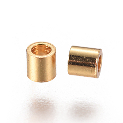 Oro 304 de acero inoxidable perlas espaciadoras, columna, dorado, 2x2 mm, agujero: 1 mm