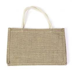 Светло-коричневый Джутовая портативная сумка для покупок, многоразовая сумка-тоут для покупок, загар, 21x31.5 см