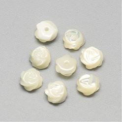 Seashell Color Natural White Shell Mother of Pearl Shell Cabochons, Flower, Seashell Color, 7x4mm