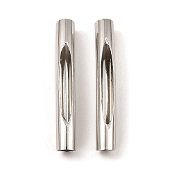 Platinum Brass Tube Beads, Hollow Curved Tube, Platinum, 35x5mm, Hole: 4mm