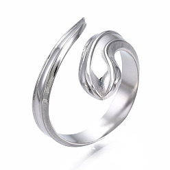 Color de Acero Inoxidable 304 anillo de puño abierto con envoltura de serpiente de acero inoxidable para mujer, color acero inoxidable, tamaño de EE. UU. 7 (17.3 mm)