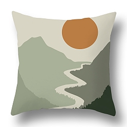 Soleil Housses de coussin en polyester abstraites, série verte, style nordique, géométrie, Housse de coussin, pour canapé canapé-lit, carrée, soleil, 440x440mm