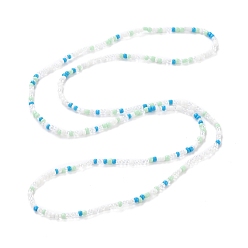 White Waist Beads, Sparkling Glass Seed Beads Stretch Body Chain, Fashion Bikini Jewelry for Women, White, 31-1/2~32-1/4 inch(80~82cm)
