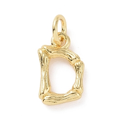 Letter D Brass Pendants, with Jump Ring, Golden, Letter Charm, Letter D, 12x7x2mm, Hole: 3mm