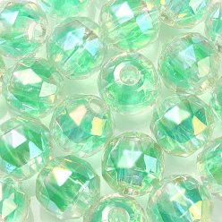 Vert Printanier Placage uv perles européennes acryliques transparentes, Perles avec un grand trou   , ronde, vert printanier, 13.5x13mm, Trou: 4mm