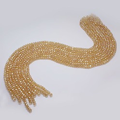 BurlyWood Electroplate Glass Bead Strands, AB Color, Faceted, Rondelle, BurlyWood, 6x4mm, Hole: 1mm, about 87~90pcs/strand, 18.5 inch