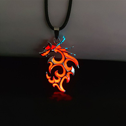 Coralino Collar con colgante de dragón de aleación de luminarias, joyas que brillan en la oscuridad para mujer, coral, 23.62 pulgada (60 cm)