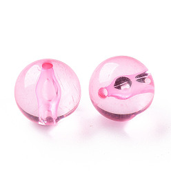 Rosa Caliente Abalorios de acrílico transparentes, rondo, color de rosa caliente, 20x19 mm, agujero: 3 mm, Sobre 111 unidades / 500 g