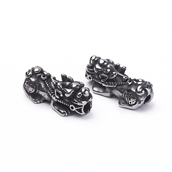 Antique Silver 304 Stainless Steel Beads, Pi Xiu, Antique Silver, 25.5x12x10.5mm, Hole: 3.5mm