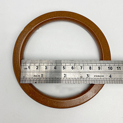 Tierra de siena Asa de bolsa de madera, en forma de anillo, accesorios de reemplazo de bolsa, tierra de siena, 11.5x1.2 cm, diámetro interior: 9.1 cm