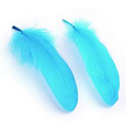 Bleu Ciel Foncé Accessoires de costumes de plumes d'oie, teint, bleu profond du ciel, 160~215x36~47mm