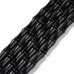 Obsidian Natural Obsidian Beads Strands, Bamboo Stick, 12.5x5.5mm, Hole: 1mm, about 31pcs/strand, 15.75 inch(40cm)