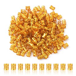 Gold 200Pcs Aluminum Dreadlocks Beads Hair Decoration, Hair Coil Cuffs, Gold, 9x8mm, Hole: 7mm