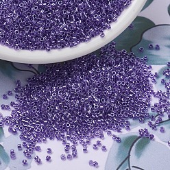 (DB0906) Cristal forrado de color púrpura brillante Cuentas de miyuki delica, cilindro, granos de la semilla japonés, 11/0, (db 0906) cristal rayado púrpura brillante, 1.3x1.6 mm, agujero: 0.8 mm, sobre 20000 unidades / bolsa, 100 g / bolsa