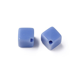 Bleu Bleuet Perles acryliques opaques, cube, bleuet, 13x14.5x14.5mm, Trou: 2mm, environ530 pcs / 500 g