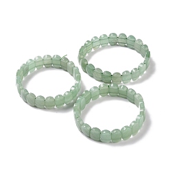 Aventurina Verde Pulsera elástica con cuentas ovaladas de aventurina verde natural, joyas de piedras preciosas para mujeres, diámetro interior: 2-1/8 pulgada (5.4~5.5 cm)