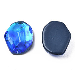Capri Blue Glass Rhinestone Cabochons, Nail Art Decoration Accessories, Nuggets, Blue, 10x8x3.5mm