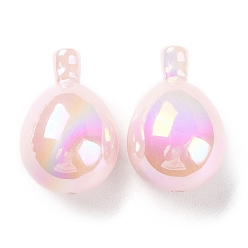 Pink Uv perles acryliques plaqués, iridescent, larme, rose, 26.5x18mm, Trou: 1.8mm