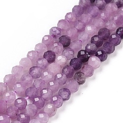 Lilac Jade Natural Lilac Jade Beads Strands, Gradient Style, Faceted, Round, 3mm, Hole: 0.6mm, about 126pcs/strand, 15.16 inch(38.5cm)