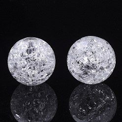 Clear Transparent Crackle Acrylic European Beads, Large Hole Beads, Round, Clear, Clear, 14x13mm, Hole: 4mm, about 375pcs/500g