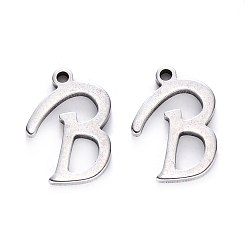 Letter B 201 Stainless Steel Charms, Laser Cut, Stainless Steel Color, Letter.B, 13x9x1mm, Hole: 1mm