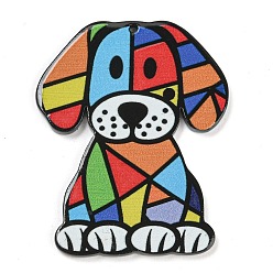Coloré Pendentifs acryliques imprimés, chien, colorées, 39.5x31.5x2.3mm, Trou: 1.4mm