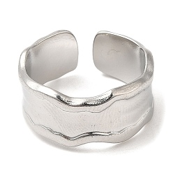 Stainless Steel Color 304 Stainless Steel Open Cuff Rings, Stainless Steel Color, US Size 6 1/4(16.7mm)