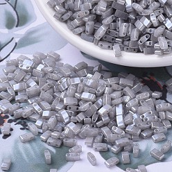 (HTL526) Silver Gray Ceylon MIYUKI Half TILA Beads, Japanese Seed Beads, 2 Hole, (HTL526) Silver Gray Ceylon, 5x2.3x1.9mm, Hole: 0.8mm, about 1250pcs/50g