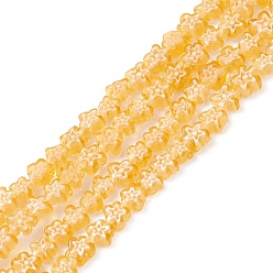 Jaune Main millefiori perles de verre brins, fleur, jaune, 3.7~5.6x2.6mm, Trou: 1mm, Environ 88~110 pcs/chapelet, 15.75'' (40 cm)