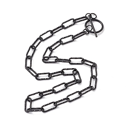 Electrophoresis Black 304 collar de cadena de clip de papel texturizado de acero inoxidable para mujer, electroforesis negro, 19.29 pulgada (49 cm)