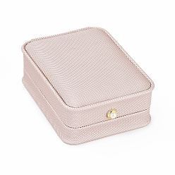 Misty Rose PU Leather Pendant Gift Boxes, with Iron & Plastic Imitation Pearl Button and Velvet Inside, for Wedding, Jewelry Storage Case, Misty Rose, 10x7.5x4cm