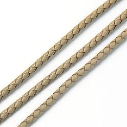 Dark Khaki Leather Braided Cord, Dark Khaki, 5mm, about 54.68 yards(50m)/bundle