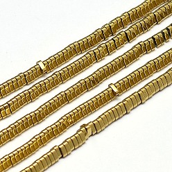 Golden Plated Electroplate Non-magnetic Synthetic Hematite Beads Strands, Triangle, Golden Plated, 3x3x1mm, Hole: 1mm, about 350pcs/strand, 15.7 inch