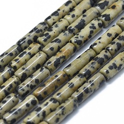Jaspe Dalmate Naturelles dalmate jaspe perles brins, colonne, 11~15x3.5~4.5mm, Trou: 1~1.2mm, Environ 28~30 pcs/chapelet, 15.1~15.9 pouce (38.5~40.5 cm)