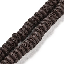 Brun De Noix De Coco Brins de perles teintes en pierre de lave naturelle, rondelle, brun coco, 6x3mm, Trou: 1.2mm, Environ 58 pcs/chapelet, 7.87 pouce (20 cm)
