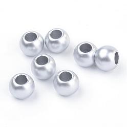 Silver Spray Painted Acrylic European Beads, Matte Style, Rondelle Large Hole Beads, Silver, 10x8mm, Hole: 4.5mm, about 1320pcs/500g