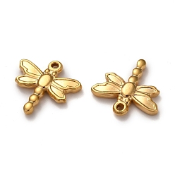 Golden Vacuum Plating 304 Stainless Steel Pendants, Dragonfly, Golden, 15.5x16x2.5mm, Hole: 1.5mm
