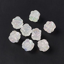WhiteSmoke Opaque Acrylic Beads, with Glitter Powder, AB Color, Flower Cube, WhiteSmoke, 12x12x12mm, Hole: 3mm