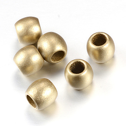 Gold Spray Painted Acrylic European Beads, Matte Style, Barrel Large Hole Beads, Gold, 9x8.5mm, Hole: 5mm, about 1500~1700pcs/500g