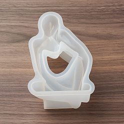 WhiteSmoke DIY Thinker Figurine Candle Silicone Molds, for Abstract Art Thinking Human Scented Candle Making, WhiteSmoke, 13.7x8.8x5cm