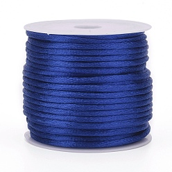 Blue Nylon Cord, Satin Rattail Cord, for Beading Jewelry Making, Chinese Knotting, Blue, 2mm, about 10.93 yards(10m)/roll