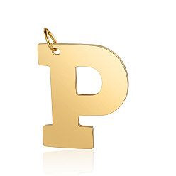 Letter P 201 Stainless Steel Pendants, Letter, Golden, Letter.P, 29.5x25x1.5mm, Hole: 4.5mm