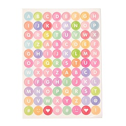 Colorful Scrapbooking Round with Capital Letter Self Adhesive Stickers, for Diary, Album, Notebook, DIY Arts and Crafts, Colorful, 14x10x0.01cm, Tags: 10mm, 88pcs/sheet