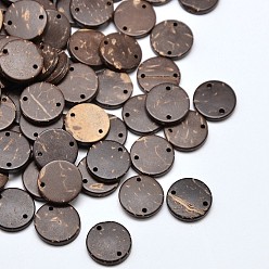 Coconut Flat Round 2-Hole Coconut Buttons, Coconut, 12x2~3mm, Hole: 0.5mm