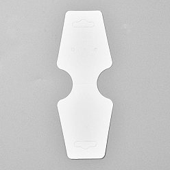 Blanc Carton plier sur papier affichage cartes suspendues, utilisé pour le collier, présentoir accessoire boucles d'oreilles et pendentifs, blanc, 120x45x0.4mm, trou: 2 mm et 6.5x18 mm