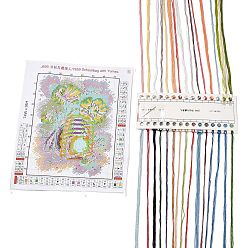 Colorido Kits de principiantes de punto de cruz diy con patrón de flores, kit de punto de cruz estampado, incluyendo tela de algodón estampada 11ct, hilo y agujas para bordar, instrucciones, colorido, tela: 280x230x1mm
